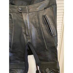 FRANK THOMAS XTI Collection‎ Men BLACK Leather Motorcycle Pants Trousers Sz